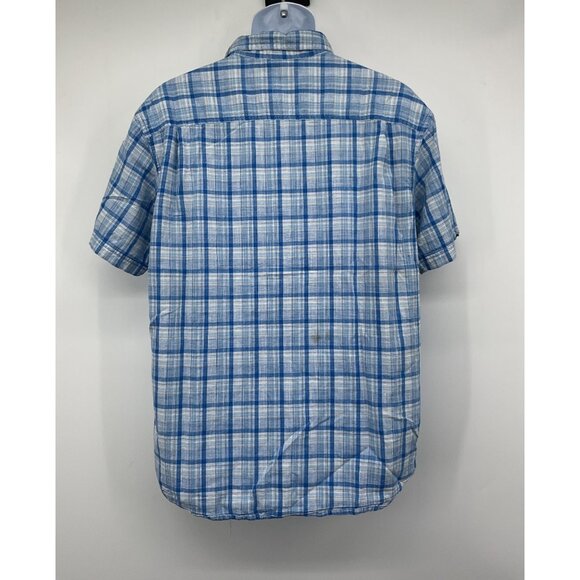 Columbia Mens Blue Plaid Short Sleeve Button-Up Shirt Size L 100% Cotton - Picture 7 of 9